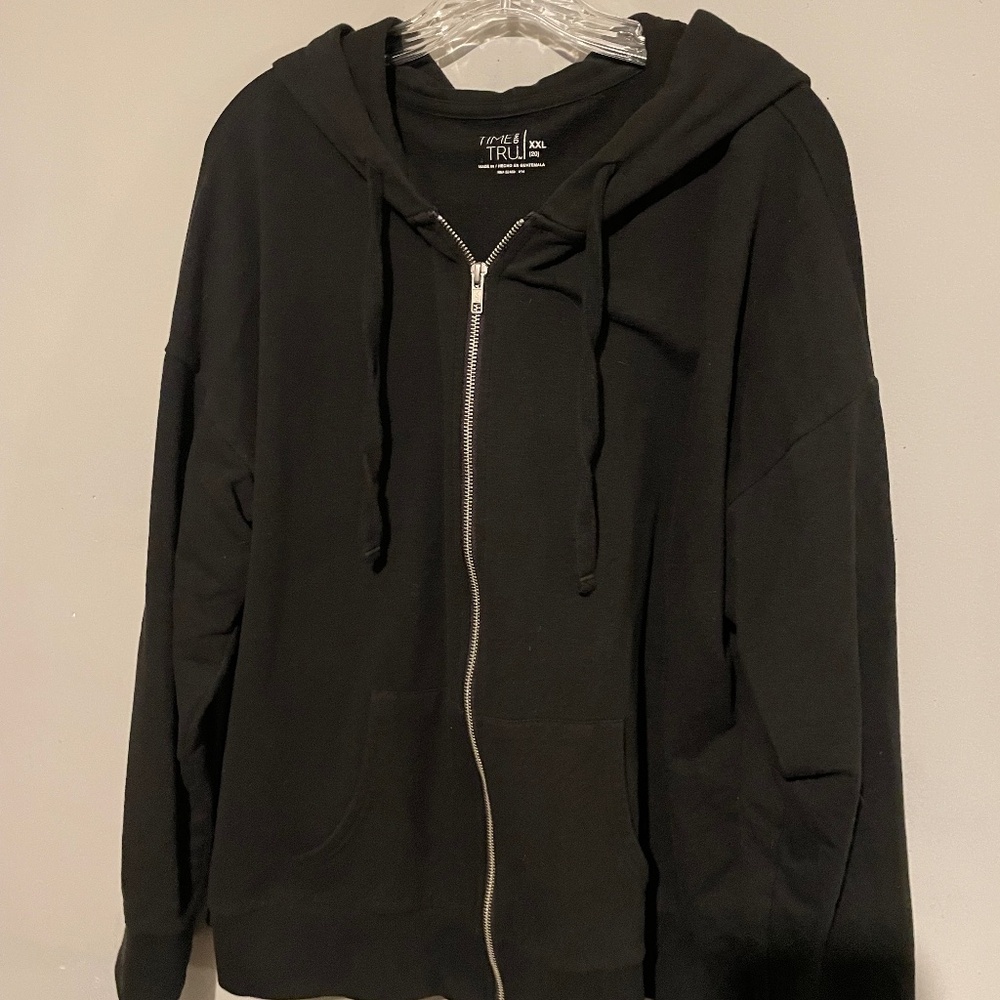 Time and tru black hooded hoodie women’s size 2X